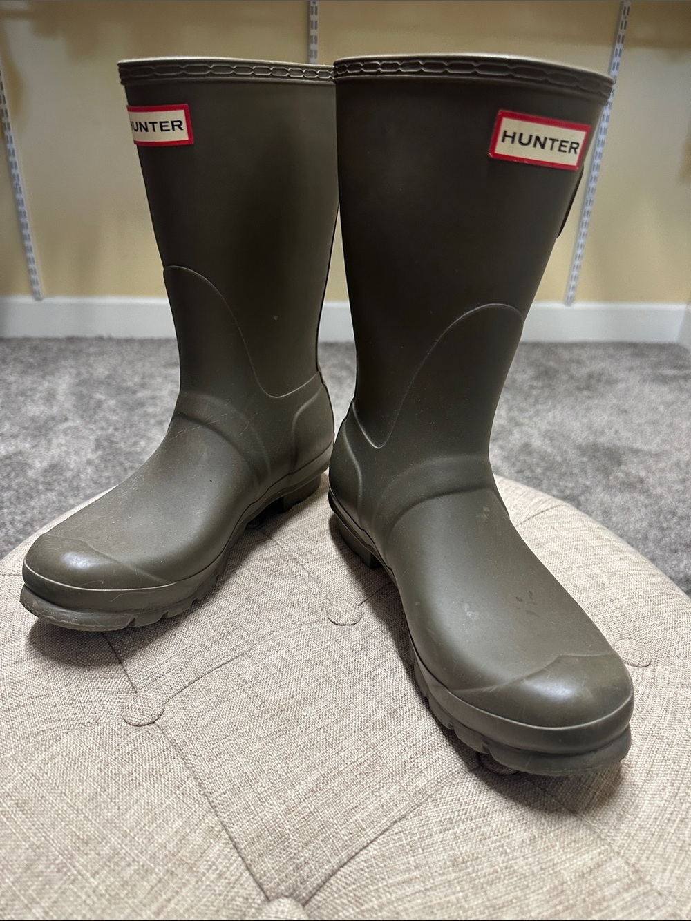 Hunter Rubber Mid-Calf Rain Boots in Olive Green